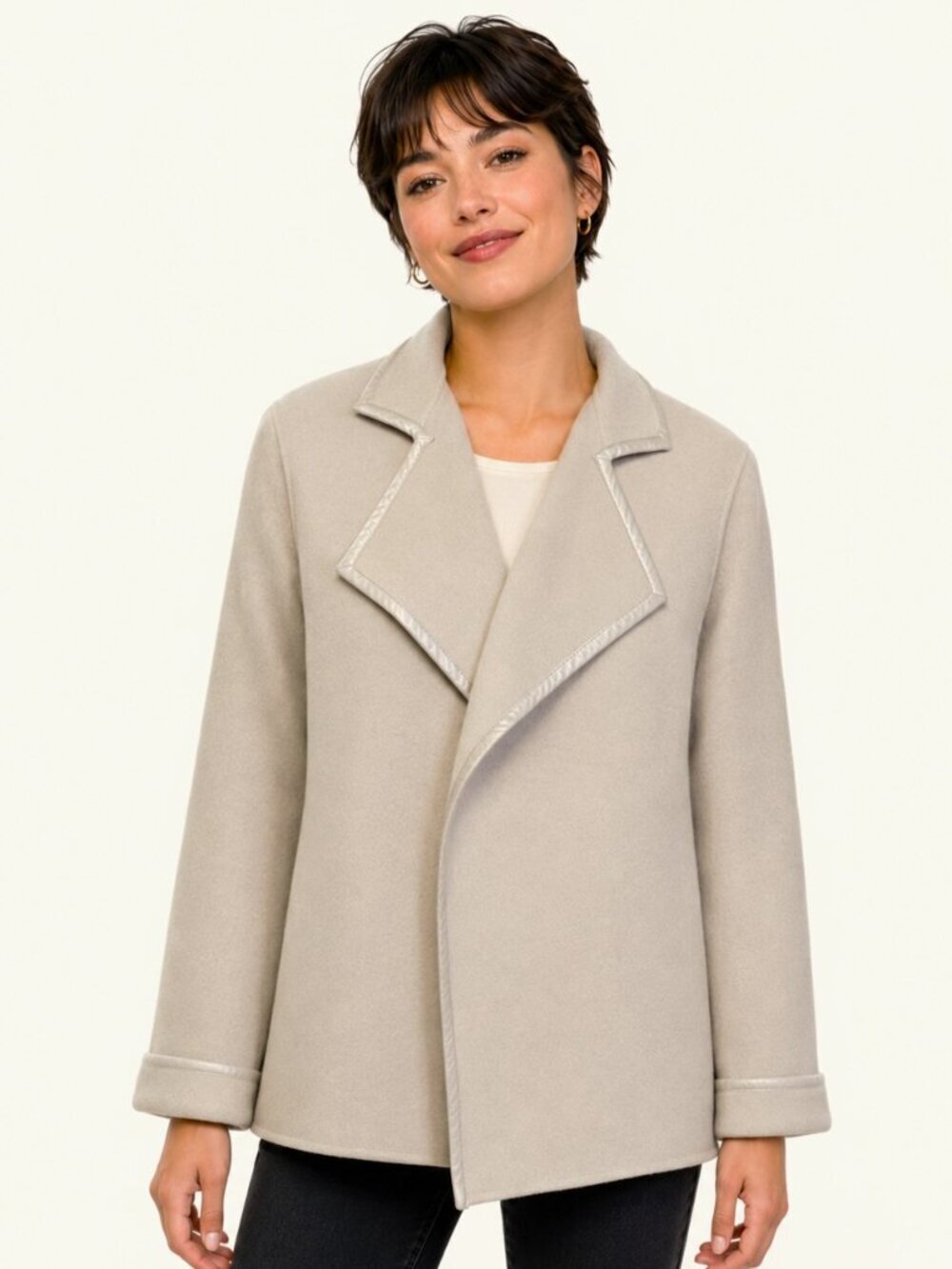 Linda Allard Ellen Tracy Pale Taupe Wool Jacket